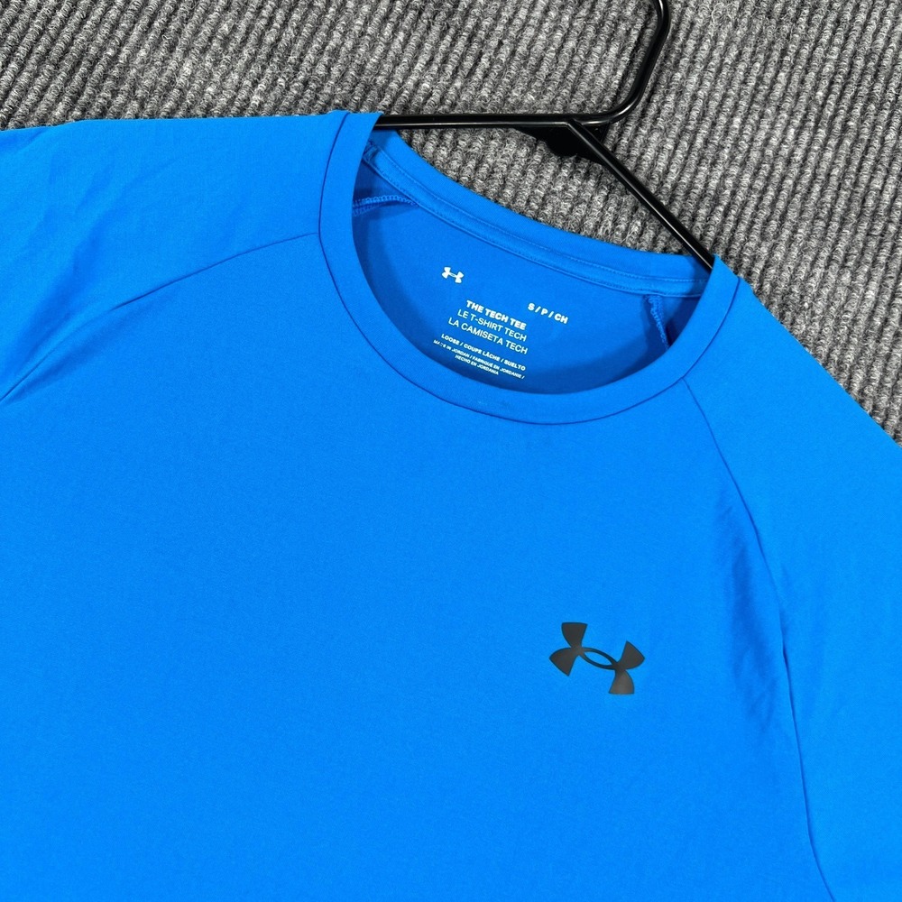 Under Armour Tech Tee Shirt Mens Small Blue Short Sleeve Loose Fit Active Casual